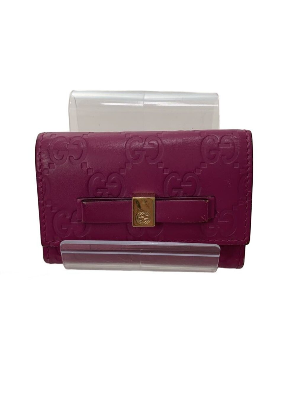 Gucci Key Case Wallet Gucci Guccissima Faux Leather Pink
